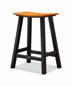 POLYWOOD Contempo Saddle Counter Stool with Black Legs and Tangerine Seat