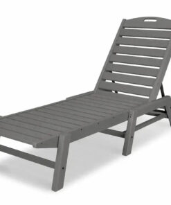 POLYWOOD Nautical Chaise with Wheels in Slate Grey