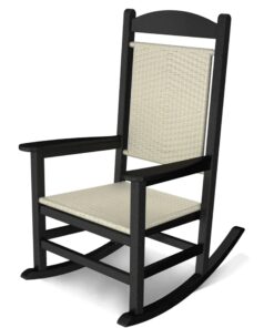 POLYWOOD Presidential Woven Rocking Chair with Black Frame and White Loom