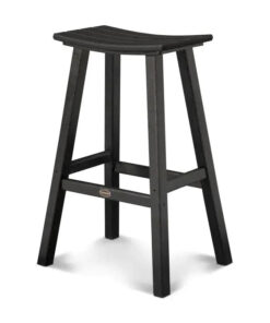 POLYWOOD Traditional Saddle Bar Stool in Black