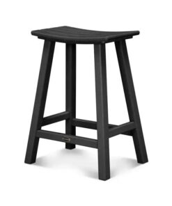 POLYWOOD Traditional Saddle Counter Stool in Black