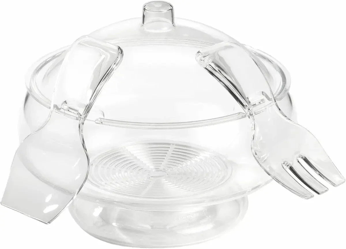 Prodyne Acrylic Salad Bowl & Servers. Clear - Image 2