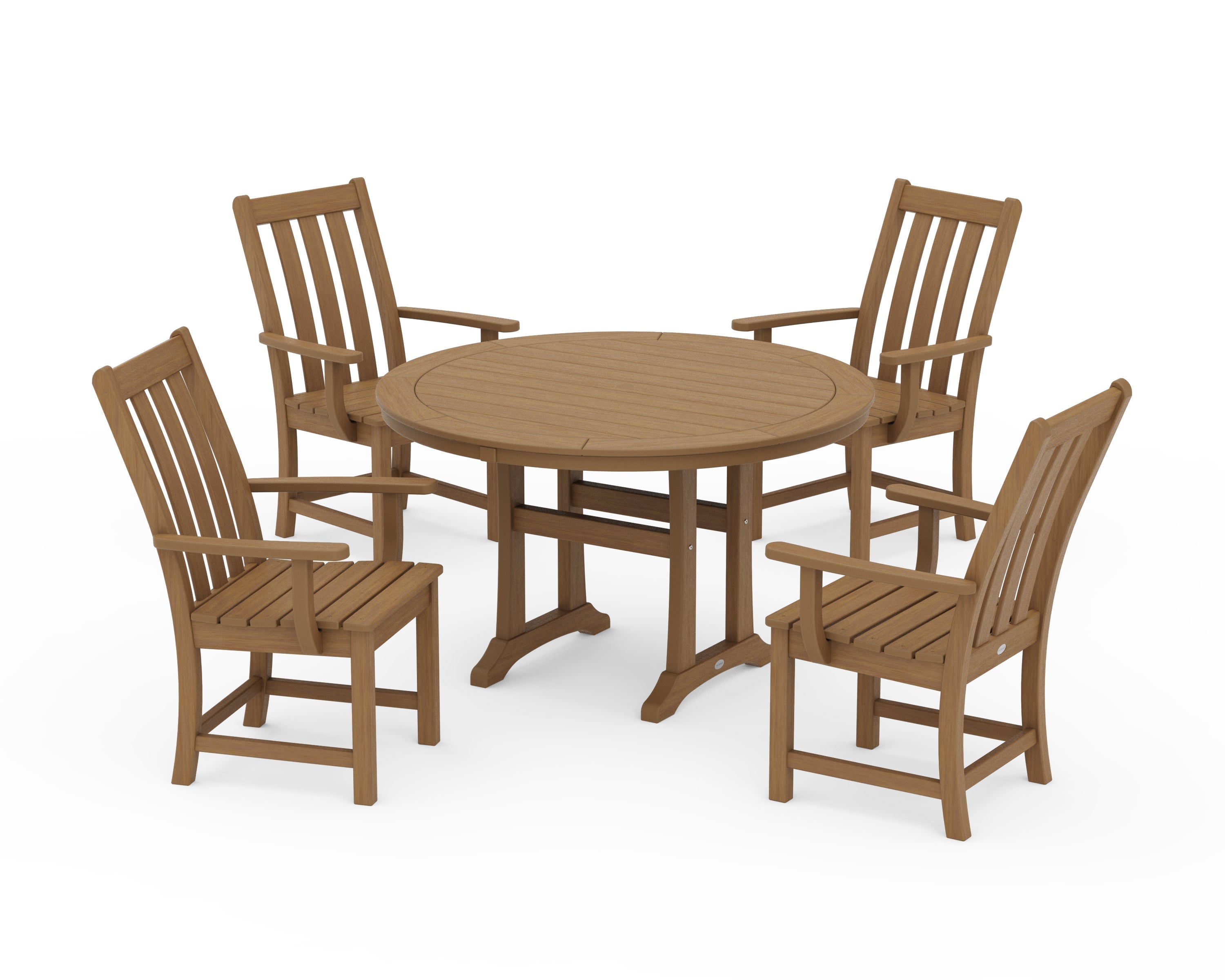 Polywood: Vineyard 5-Piece Round Dining Set with Trestle Legs - Image 3