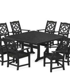Polywood: Chinoiserie 9-Piece Square Dining Set with Trestle Legs