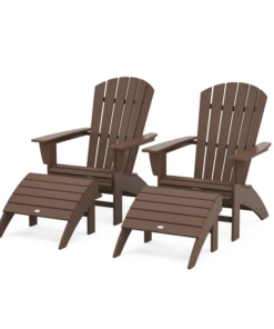 Polywood: Nautical Curveback Adirondack Chair 4-Piece Set w/ Ottomans