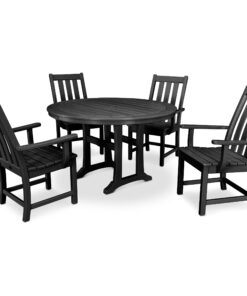 Polywood: Vineyard 5-Piece Round Dining Set with Trestle Legs