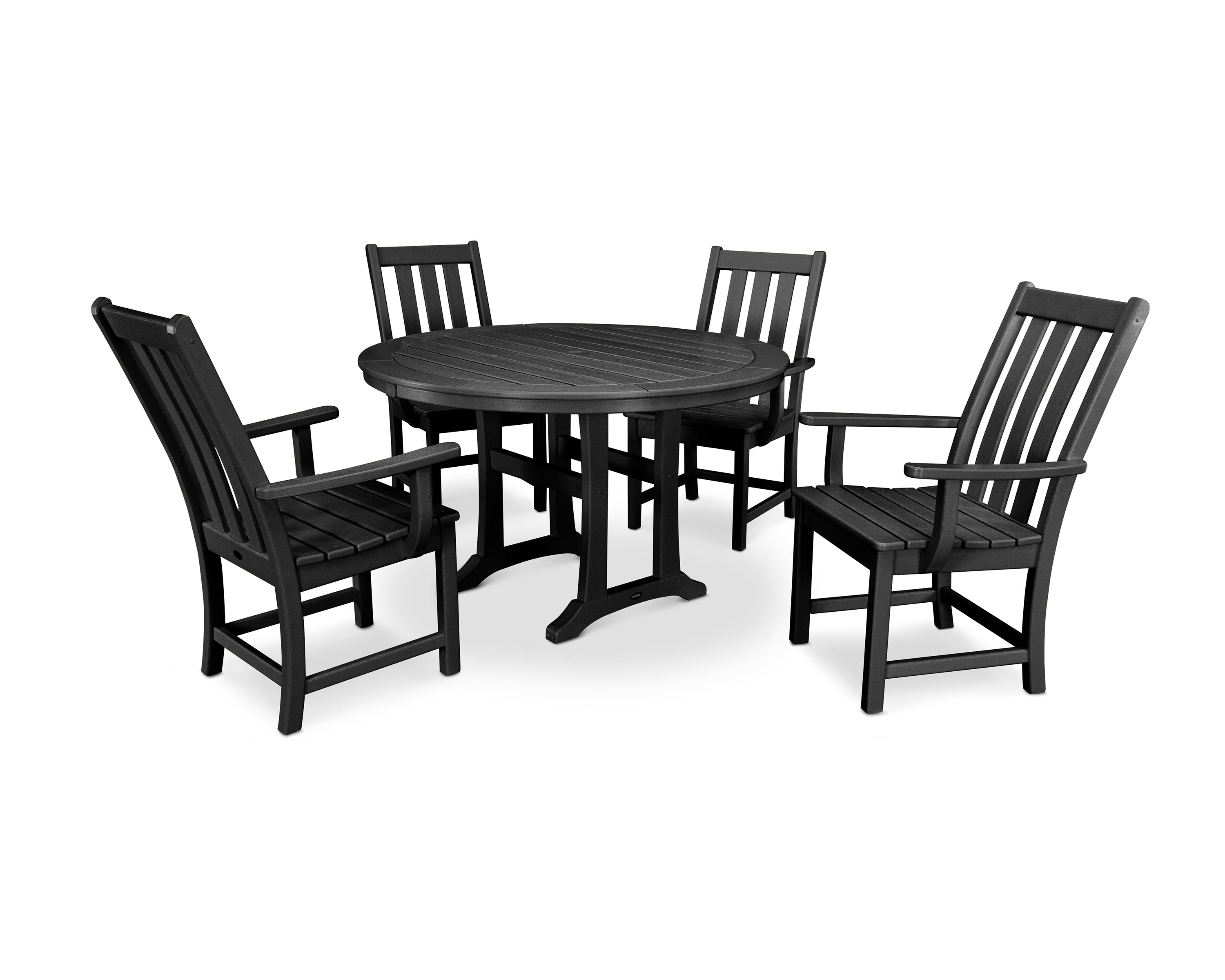 Polywood: Vineyard 5-Piece Round Dining Set with Trestle Legs