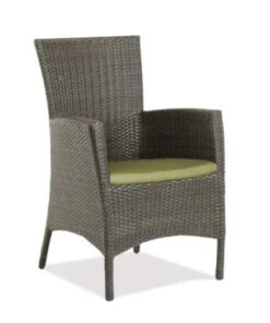 Ratana Palm Harbor Arm Chair in Leather Antique Brown Weave with Aries Marble Seat Cushion