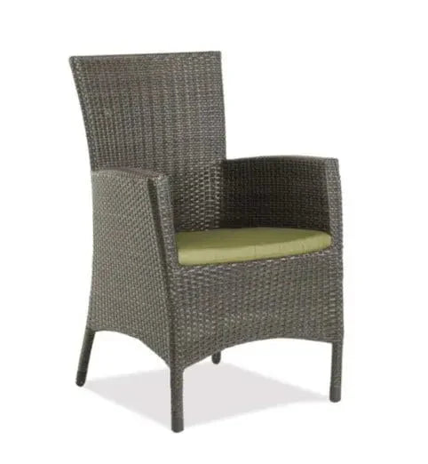 Ratana Palm Harbor Arm Chair in Leather Antique Brown Weave with Aries Marble Seat Cushion