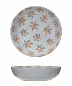Reactive Glaze Stoneware Low Bowl with Snowflakes