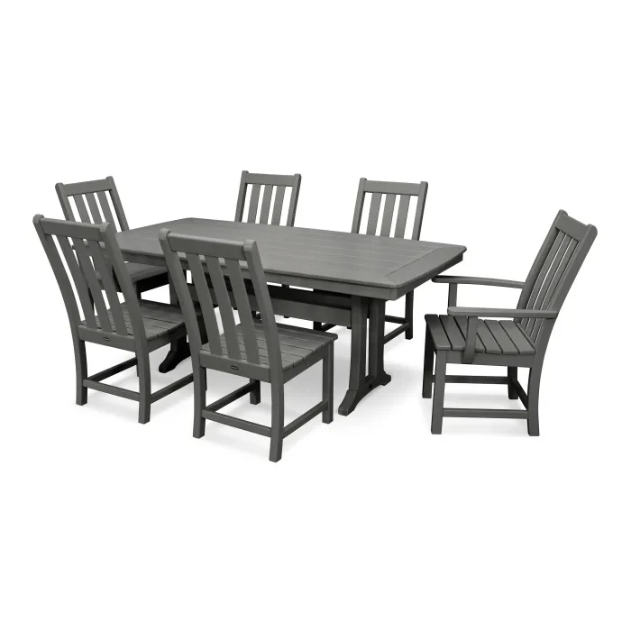 Polywood: Vineyard 7-Piece Dining Set with Trestle Legs - Image 10