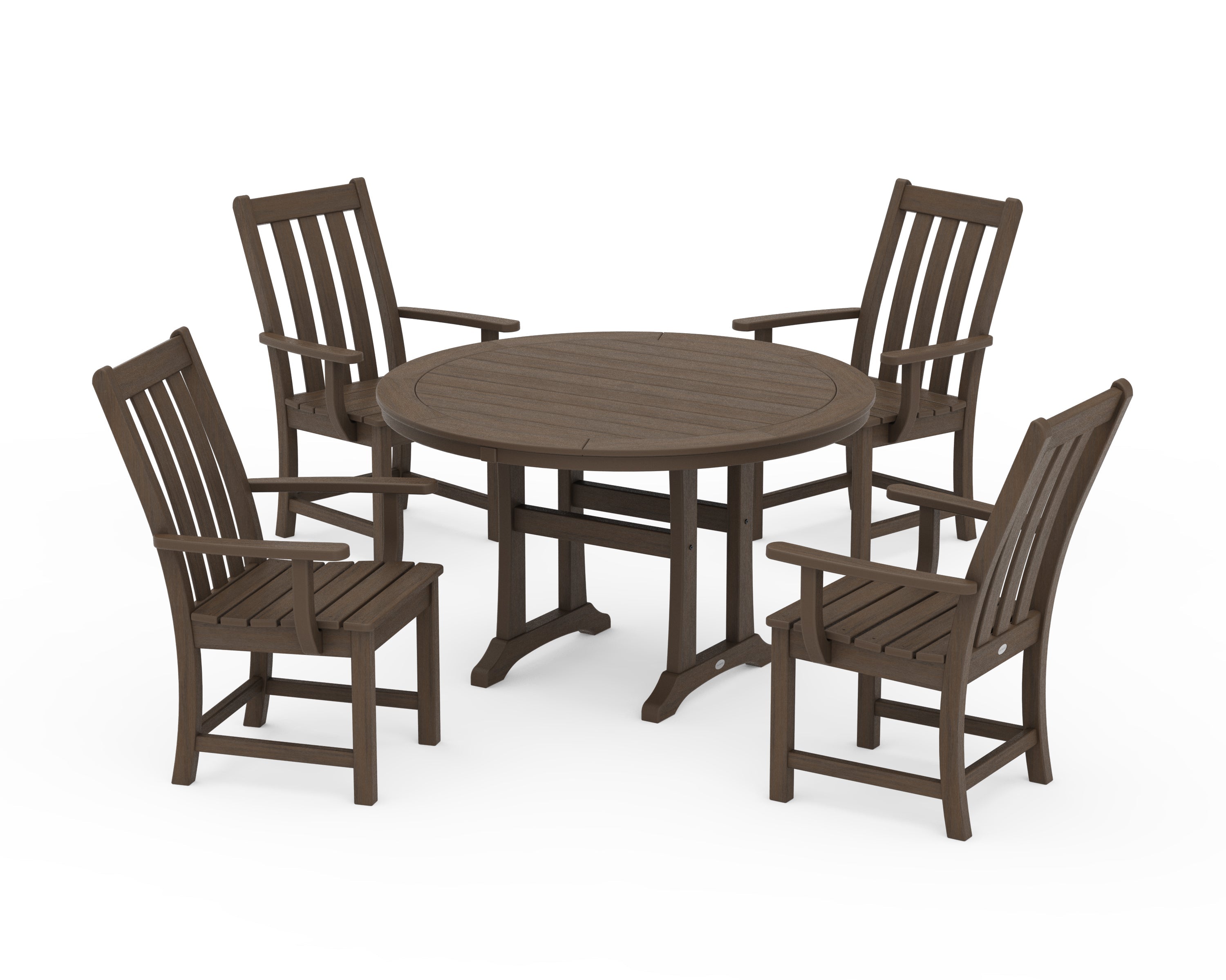Polywood: Vineyard 5-Piece Round Dining Set with Trestle Legs - Image 16