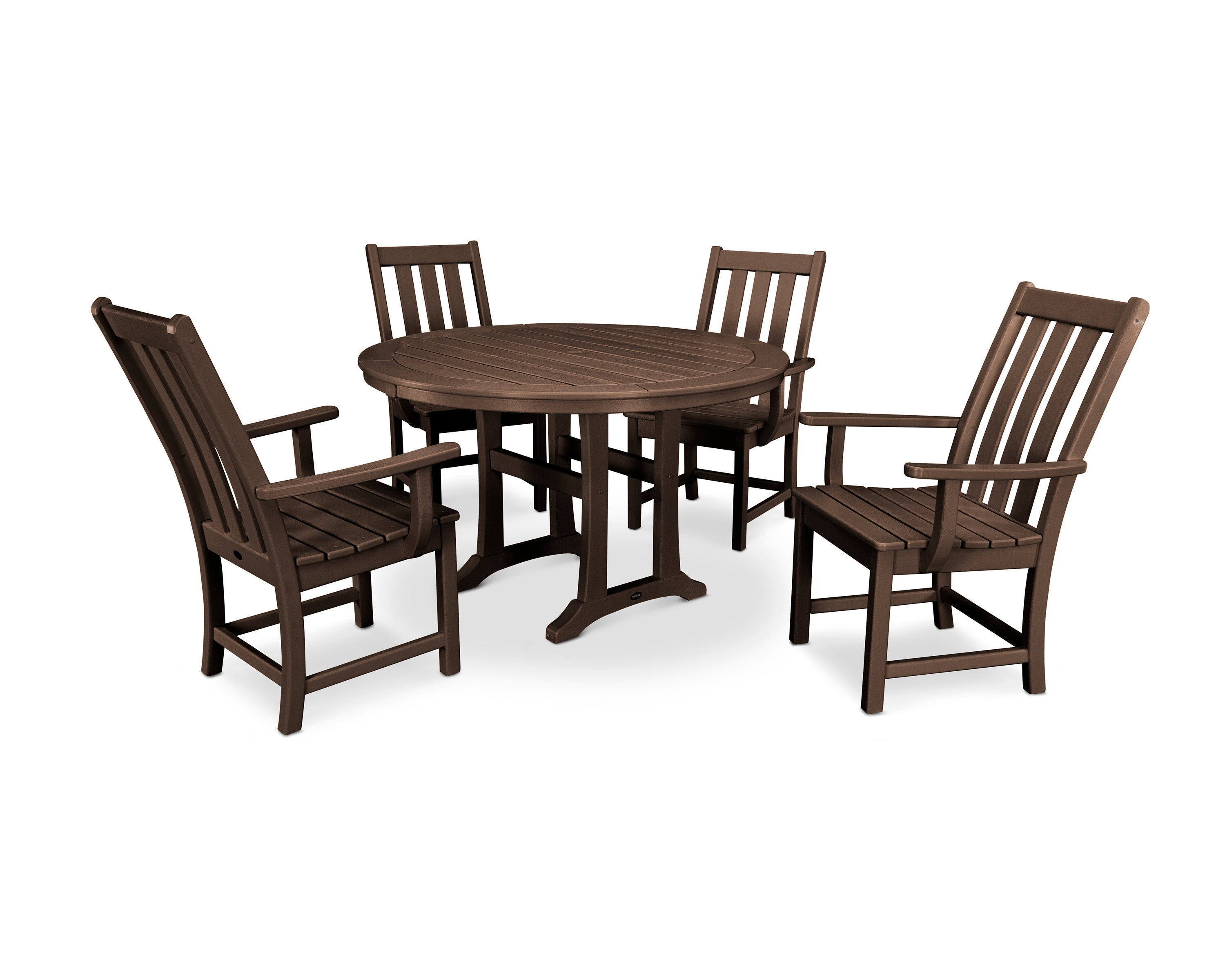 Polywood: Vineyard 5-Piece Round Dining Set with Trestle Legs - Image 6