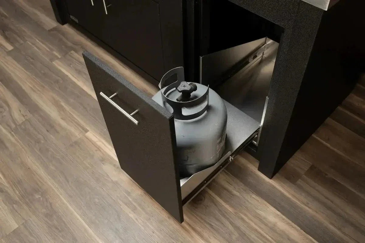 Stoll 71″ Graphite Island with Brushed Stainless Top & Napoleon Stainless BBQ Grill - Image 3