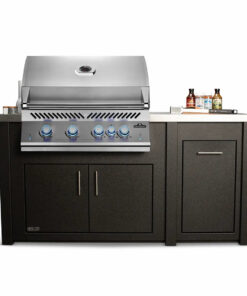 Stoll 71″ Graphite Island with Brushed Stainless Top & Napoleon Stainless BBQ Grill
