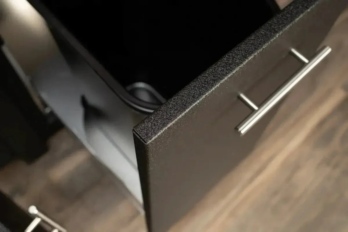 Stoll 71″ Graphite Kitchen Island with Concrete Top & Napoleon Matte Black BBQ Grill - Image 3