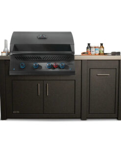 Stoll 71″ Graphite Kitchen Island with Concrete Top & Napoleon Matte Black BBQ Grill