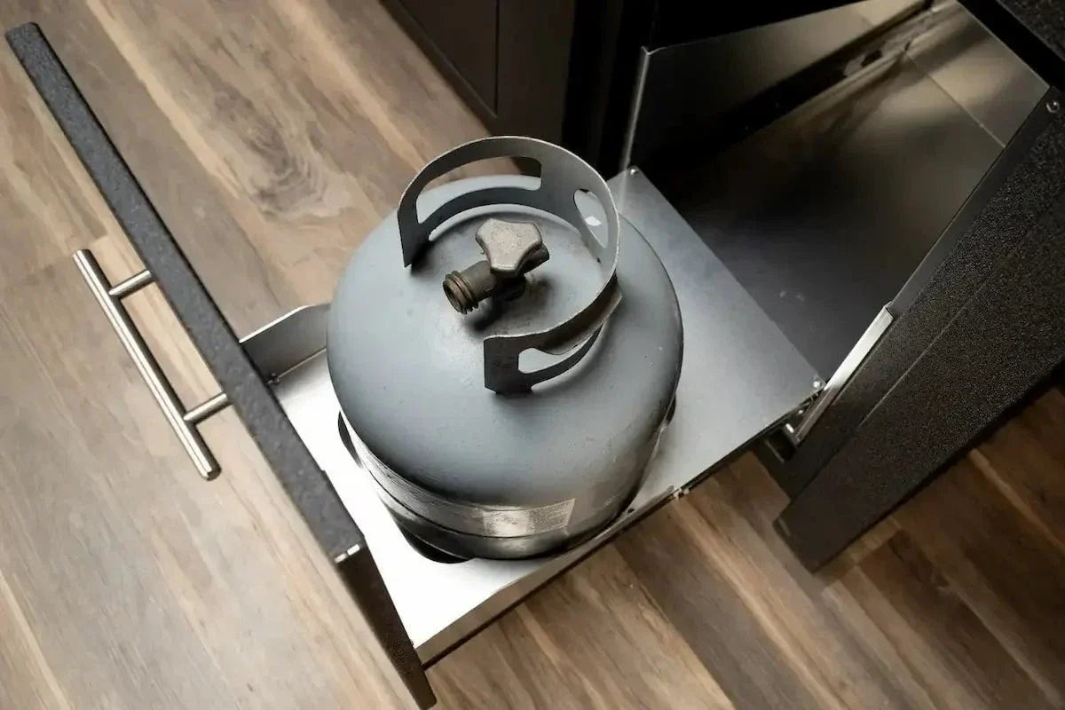 Stoll 71″ Graphite Kitchen Island with Concrete Top & Napoleon Stainless BBQ Grill - Image 7