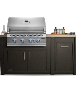 Stoll 71″ Graphite Kitchen Island with Concrete Top & Napoleon Stainless BBQ Grill