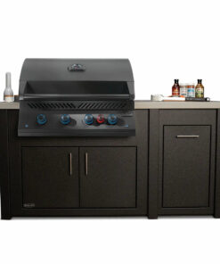 Stoll 71″ Graphite Outdoor Kitchen Island with Granite Top & Napoleon BIG32RB Matte Black BBQ Grill