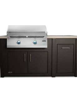 Stoll 71 Grill Island with Napoleon BIG32FT Griddle — Graphite Cabinet. Concrete Style Countertop