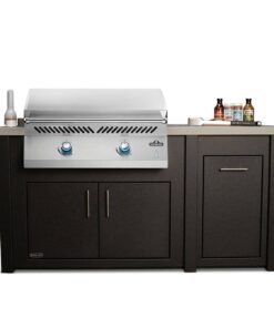 Stoll 71 Grill Island with Napoleon BIG32FT Griddle — Graphite Cabinet. Granite Style Countertop