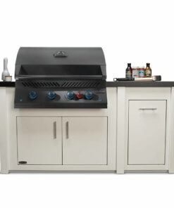 Stoll 71 Grill Island with Napoleon BIG32RB BBQ Grill Matte Black - White Cabinet with Darkened Iron Countertop