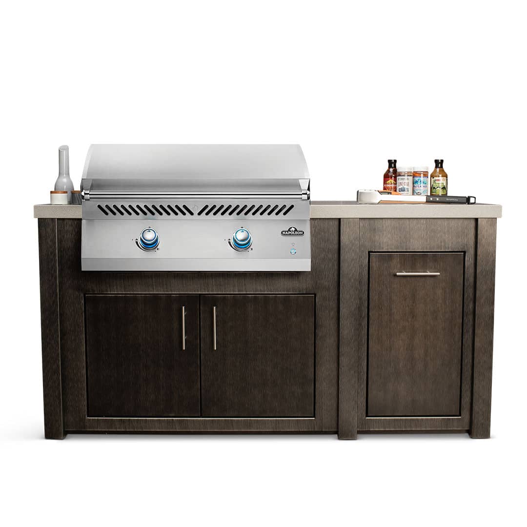 Stoll 71 Grill Island with Napoleon BIG32FT Griddle — Brushed Black with Granite Style Top - Image 3