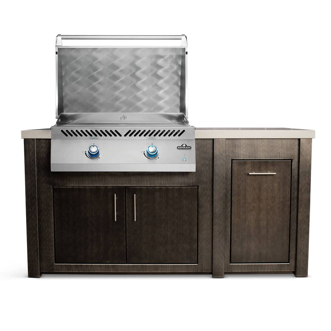 Stoll 71 Grill Island with Napoleon BIG32FT Griddle — Brushed Black with Granite Style Top - Image 2