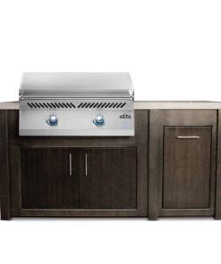 Stoll 71 Grill Island with Napoleon BIG32FT Griddle — Brushed Black with Granite Style Top