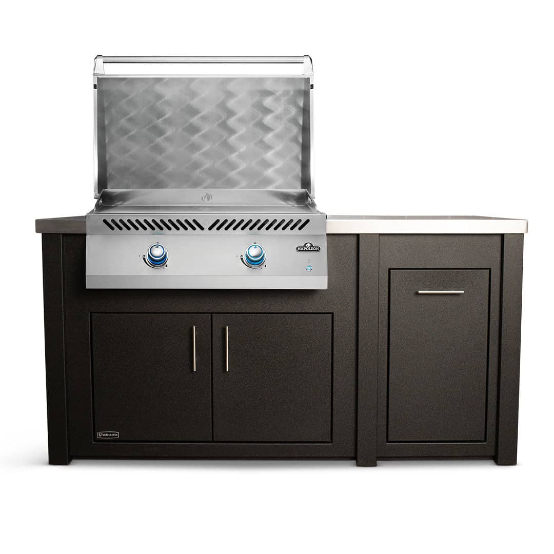 Stoll 71 Grill Island with Napoleon BIG32FT Griddle — Graphite Cabinet. Stainless Countertop - Image 2