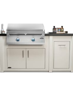Stoll 71 Grill Island with Napoleon BIG32FT Griddle — White Cabinet with Darkened Iron Countertop