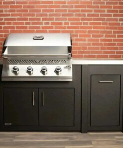Stoll 71 Pre-Assembled Outdoor Kitchen Island + Napoleon BI32 Prestige Grill Head. Graphite with Brushed Stainless Top