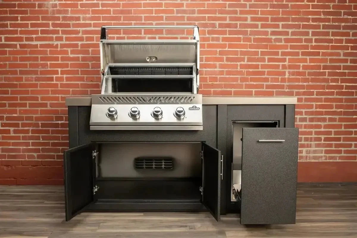 Stoll 71 Pre-Assembled Outdoor Kitchen Island + Napoleon BI32 Prestige Grill Head. Graphite with Concrete Style Top - Image 4