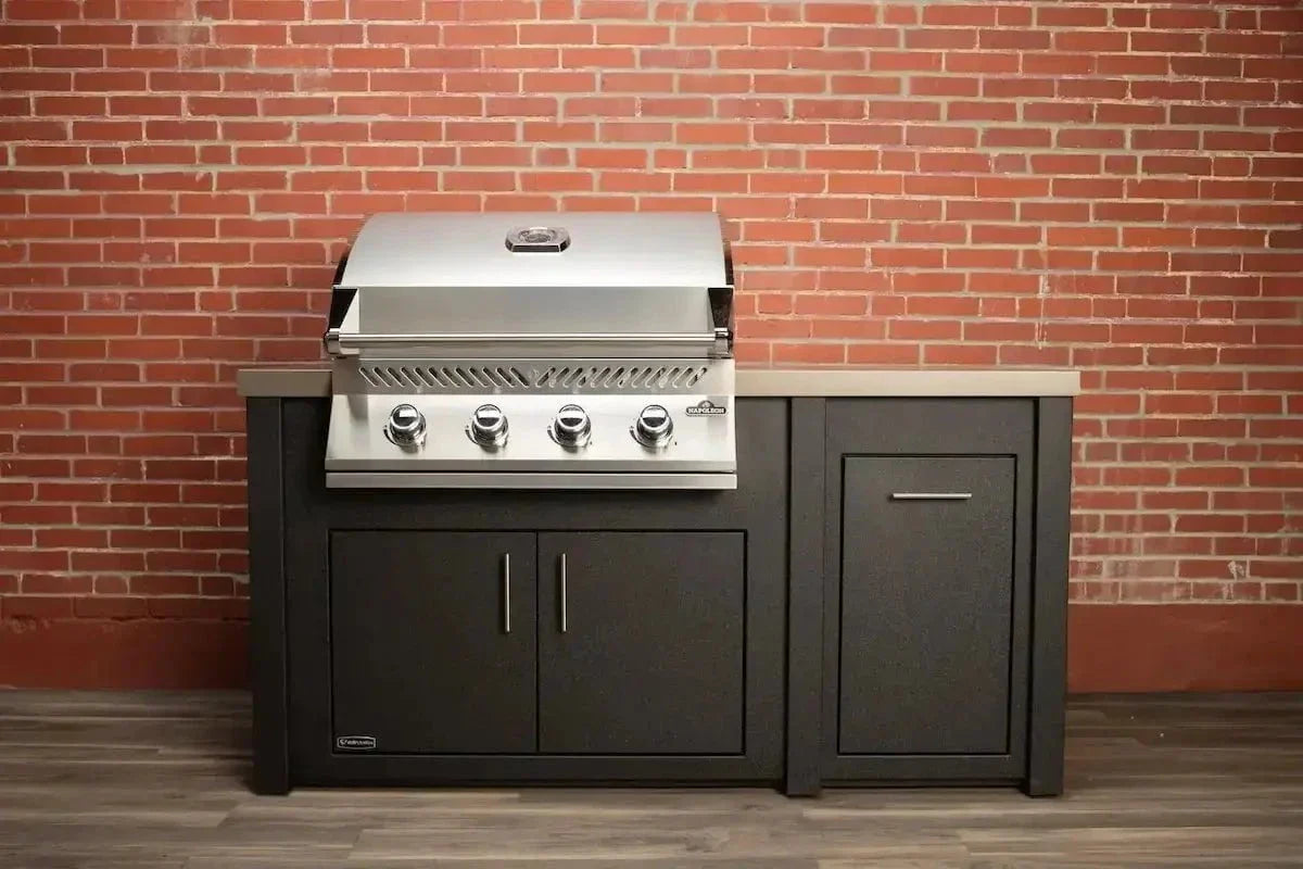Stoll 71 Pre-Assembled Outdoor Kitchen Island + Napoleon BI32 Prestige Grill Head. Graphite with Concrete Style Top - Image 3