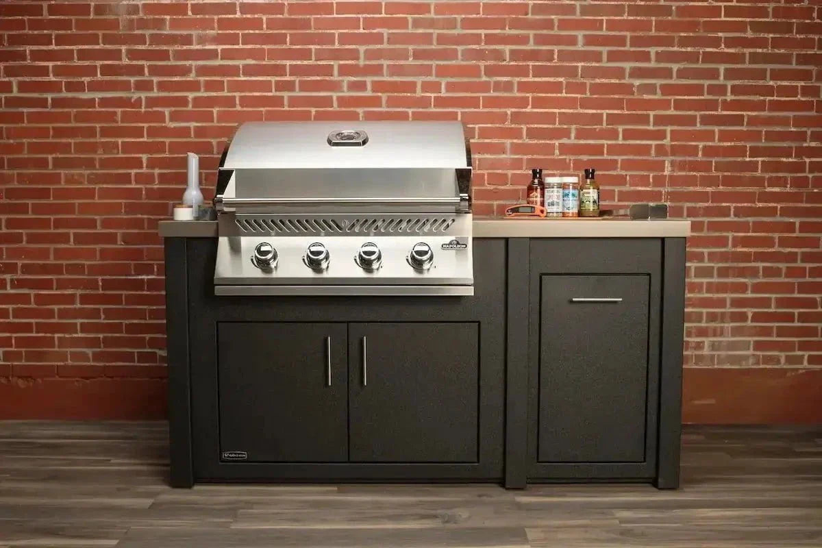 Stoll 71 Pre-Assembled Outdoor Kitchen Island + Napoleon BI32 Prestige Grill Head. Graphite with Concrete Style Top - Image 2