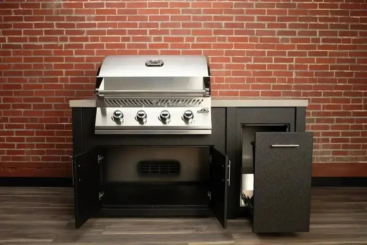 Stoll 71 Pre-Assembled Outdoor Kitchen Island + Napoleon BI32 Prestige Grill Head. Graphite with Granite Style Top - Image 2