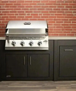 Stoll 71 Pre-Assembled Outdoor Kitchen Island + Napoleon BI32 Prestige Grill Head. Graphite with Granite Style Top
