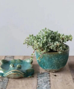 Stoneware Frog Planter
