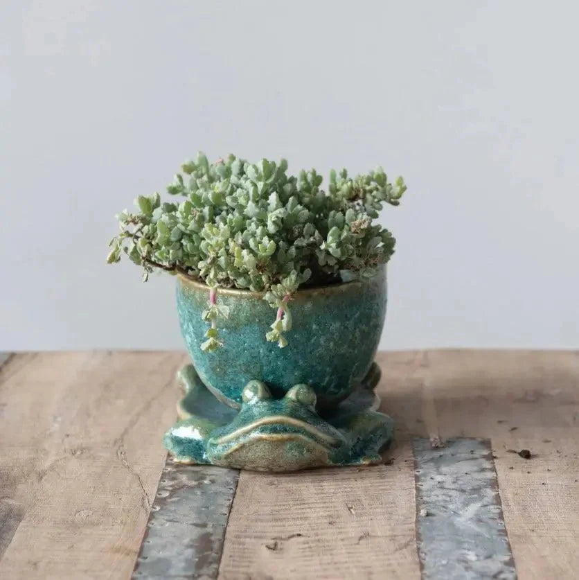Stoneware Frog Planter - Image 3