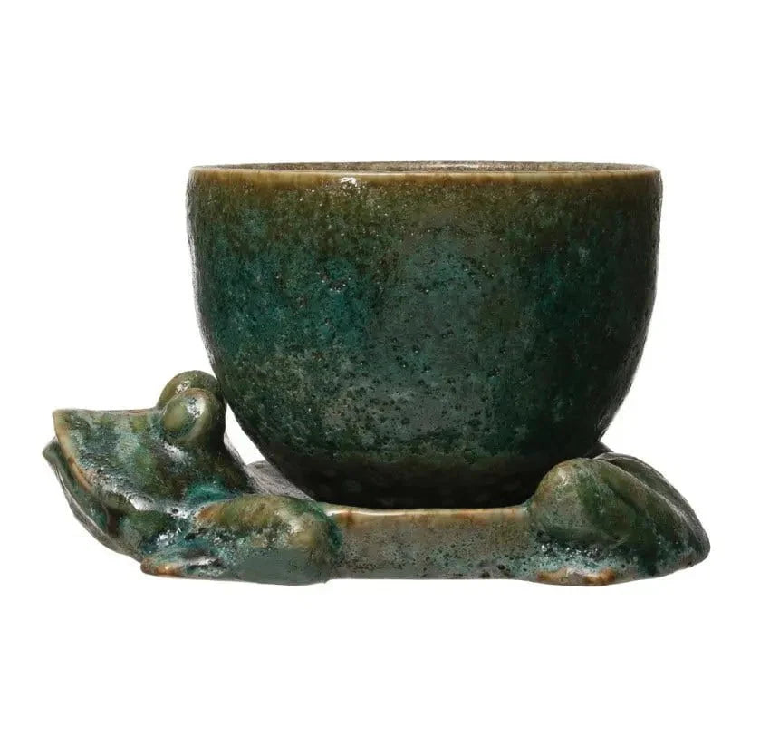 Stoneware Frog Planter - Image 2