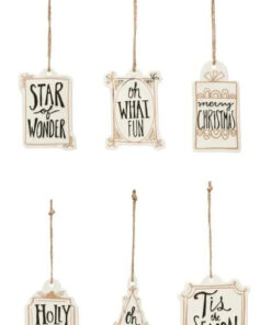 Stoneware Ornaments with Holiday Sayings