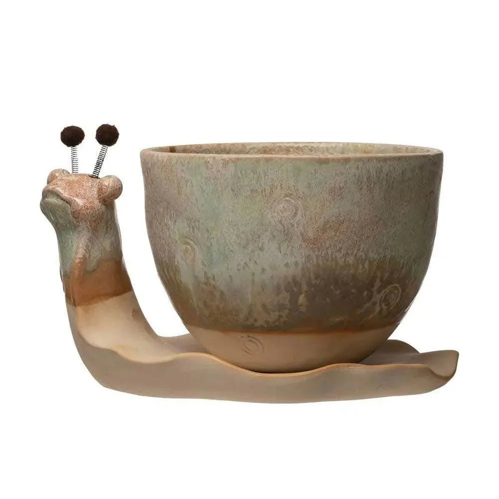 Stoneware Snail Planter