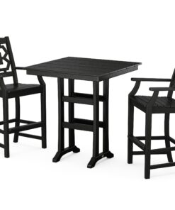 Polywood: Chinoiserie 3-Piece Farmhouse Bar Set with Trestle Legs