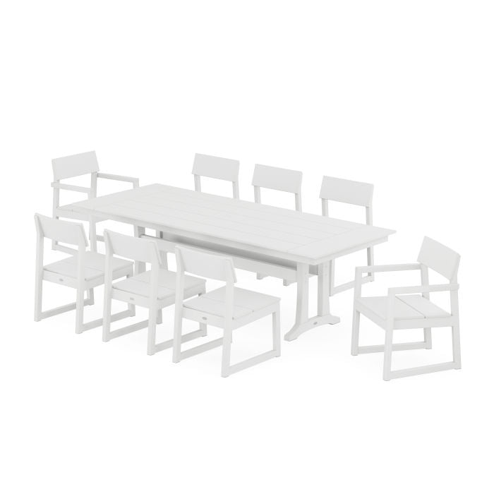 Polywood: EDGE 9-Piece Farmhouse Dining Set with Trestle Legs - Image 20