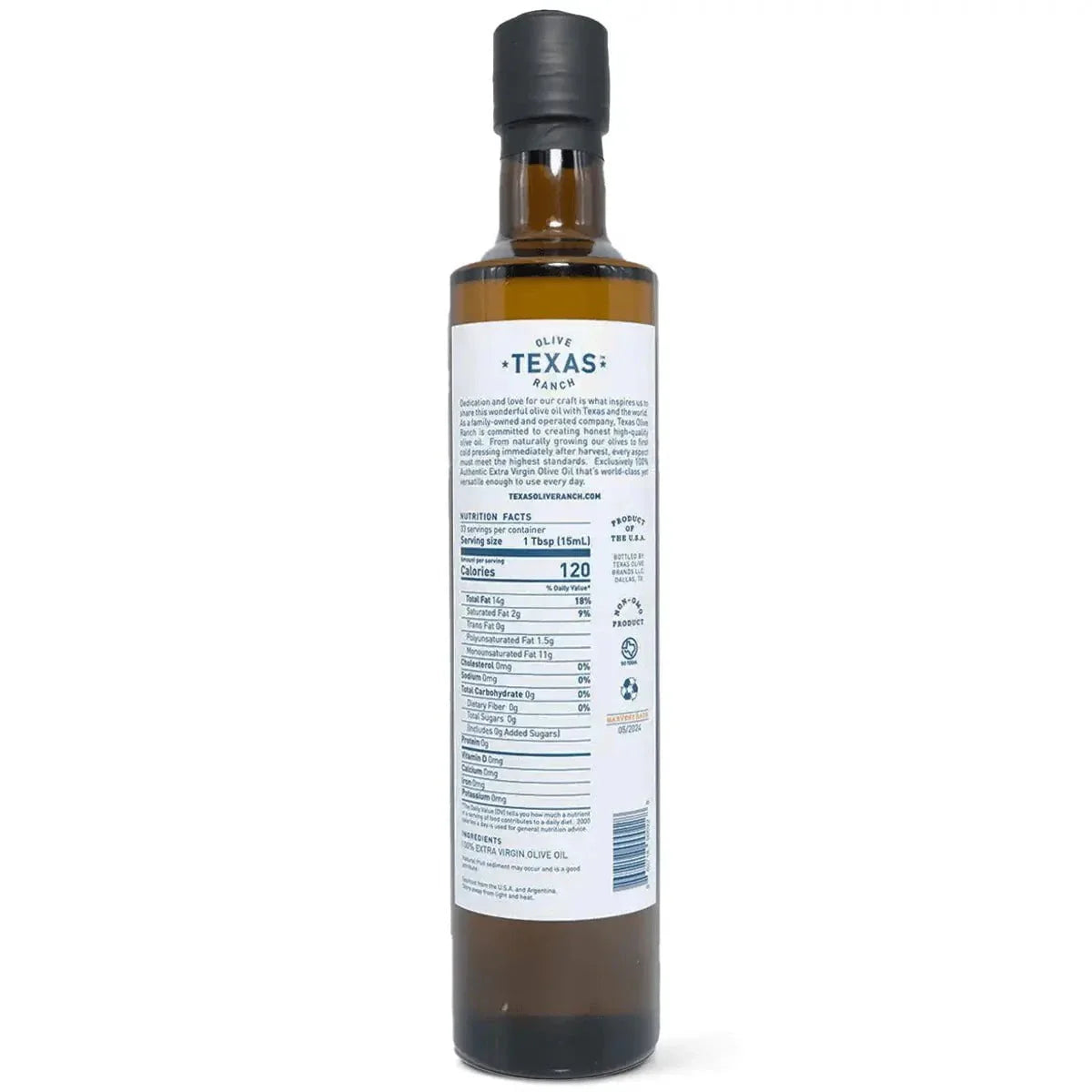 Texas Olive Ranch Extra Virgin Olive Oil. 500ml Arbequina Blend - Image 2