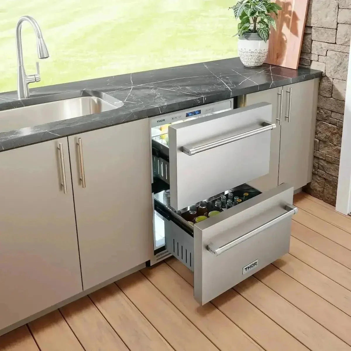 Thor 24 Indoor / Outdoor Undercounter Double Drawer Refrigerator. TRF24U - Image 5