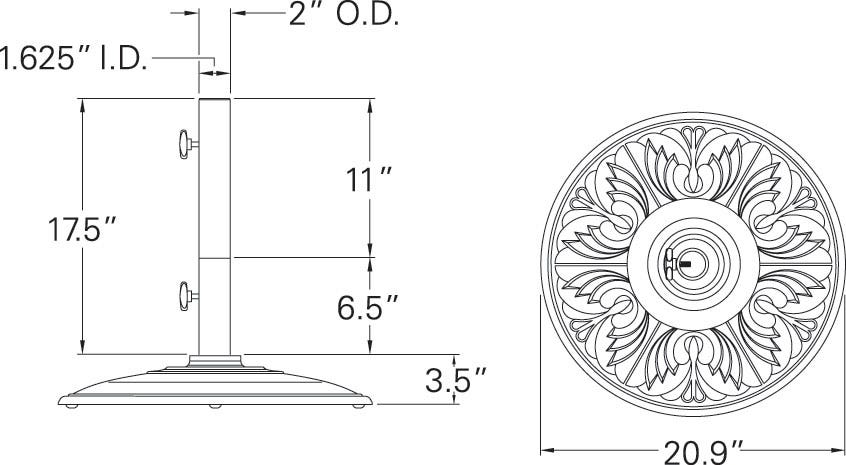 Treasure Garden 50lb Art Deco Umbrella Base with Black Finish - Image 3