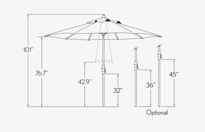 Treasure Garden 9' Octagon Auto Tilt Umbrella with Black Frame - Image 3