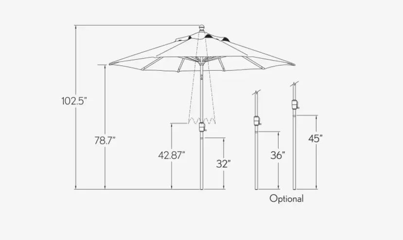 Treasure Garden 9' Octagon Push Button Tilt Umbrella with Black Frame - Image 2